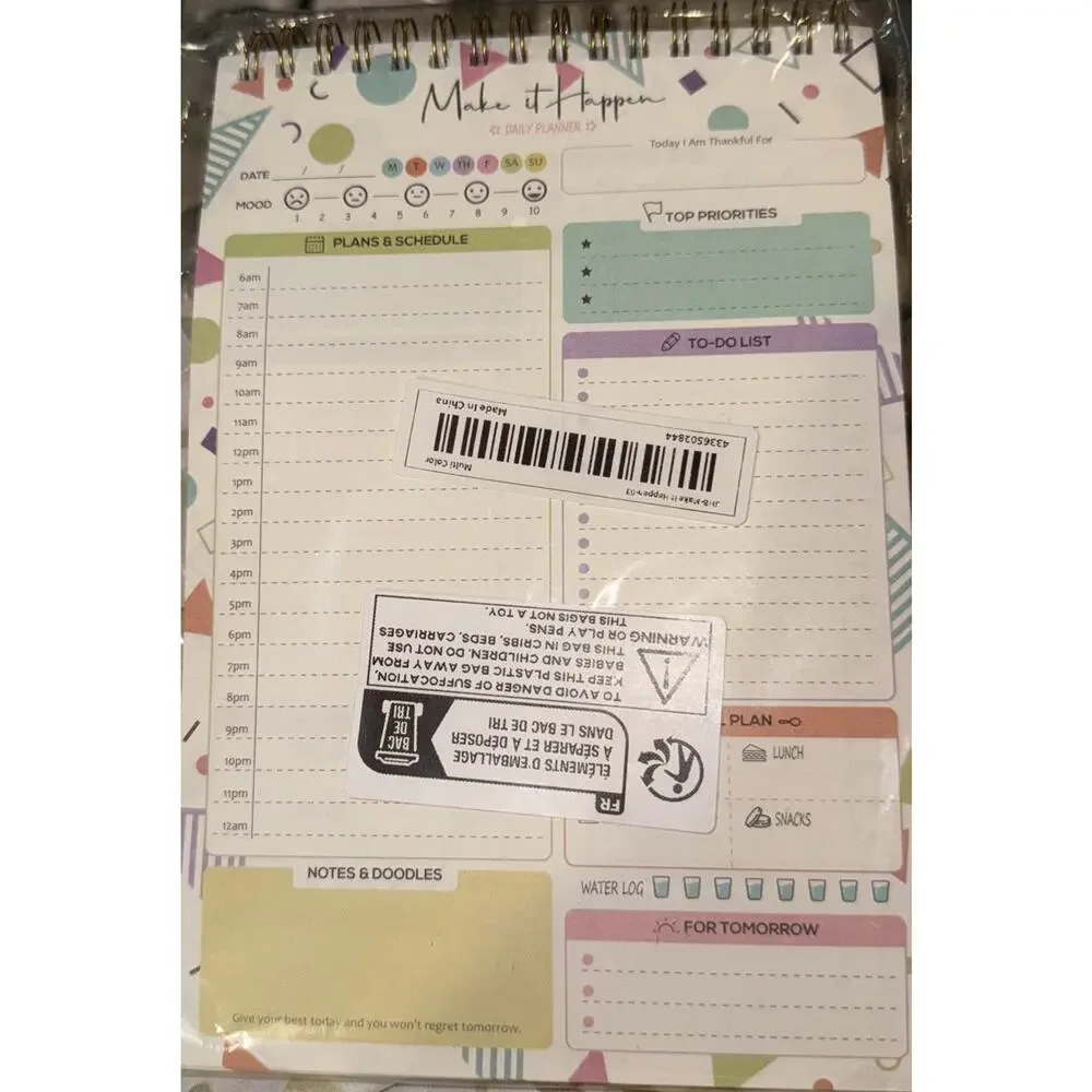 52 Sheets Pastel Design Undated Daily To Do List Notepad, 6.5x10in Spiral-bound